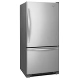 WHIRLPOOL  30-inches wide Bottom-Freezer Refrigerator with SpillGuard™ Glass Shelves - 18.7 cu. ft. - Monochromatic Stainless Steel (WRB329DMBM)