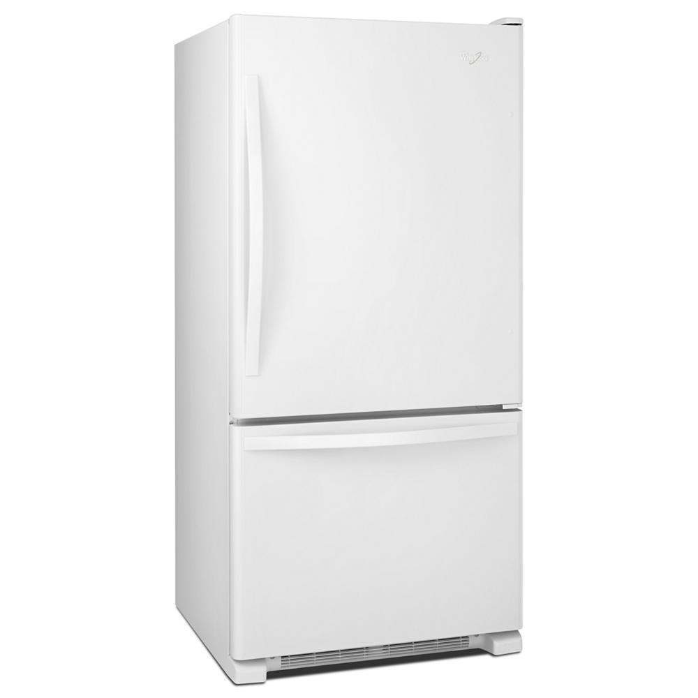 Whirlpool 30-inches wide Bottom-Freezer Refrigerator with SpillGuard™ Glass Shelves - 18.7 cu. ft. - White-on-White (WRB329DMBW)
