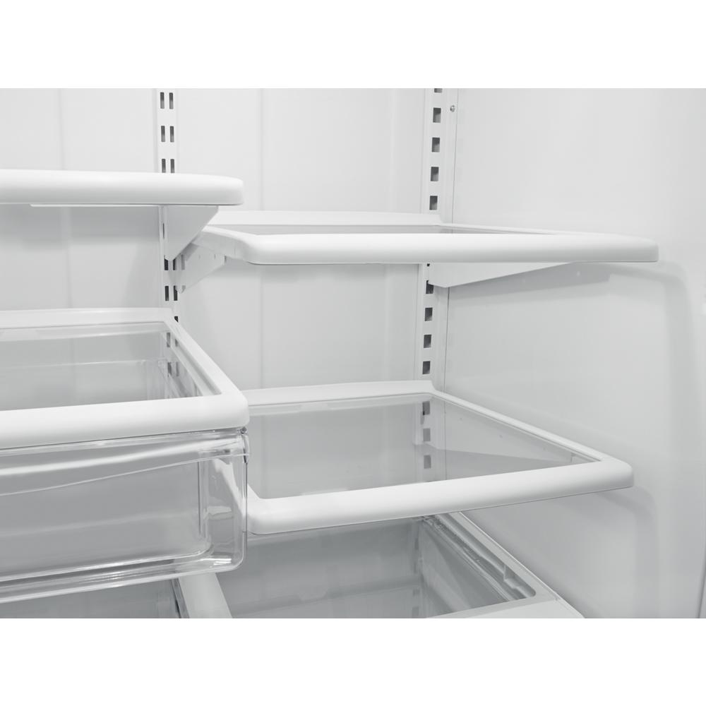 Whirlpool 30-inches wide Bottom-Freezer Refrigerator with SpillGuard™ Glass Shelves - 18.7 cu. ft. - White-on-White (WRB329DMBW)