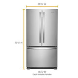 Whirlpool  36-inch Wide French Door Refrigerator with Water Dispenser - 25 cu. ft. - Fingerprint Resistant Stainless Steel (WRF535SWHZ)