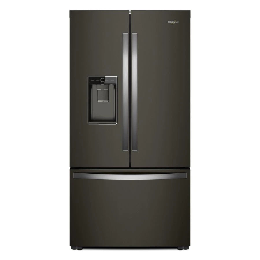 WHIRLPOOL  WHIRLPOOL REFER BTM 36" FRENCH DR CNTR DPTH W/ DISP - Fingerprint Resistant Black Stainless (WRF954CIHV)