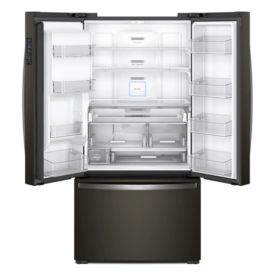 WHIRLPOOL  WHIRLPOOL REFER BTM 36" FRENCH DR CNTR DPTH W/ DISP - Fingerprint Resistant Black Stainless (WRF954CIHV)