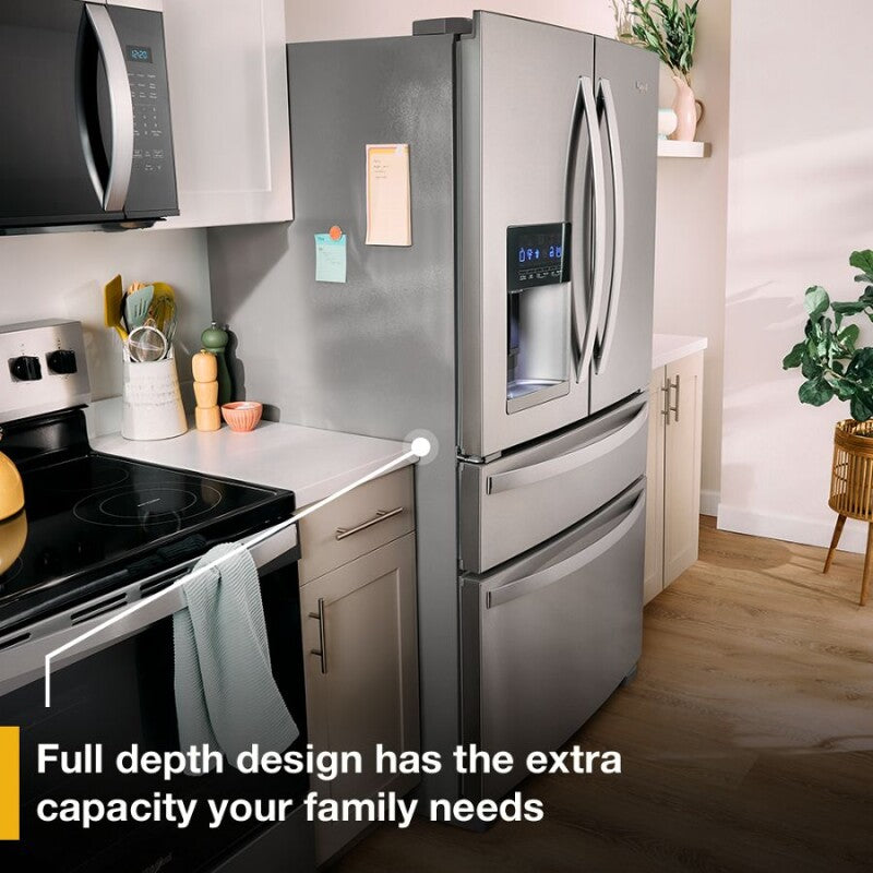 WHIRLPOOL 36-Inch Wide Full-Depth French Door Bottom Mount Refrigerator - 25 cu. ft. - Print Resist Black Stainless (WRFF3236RV)