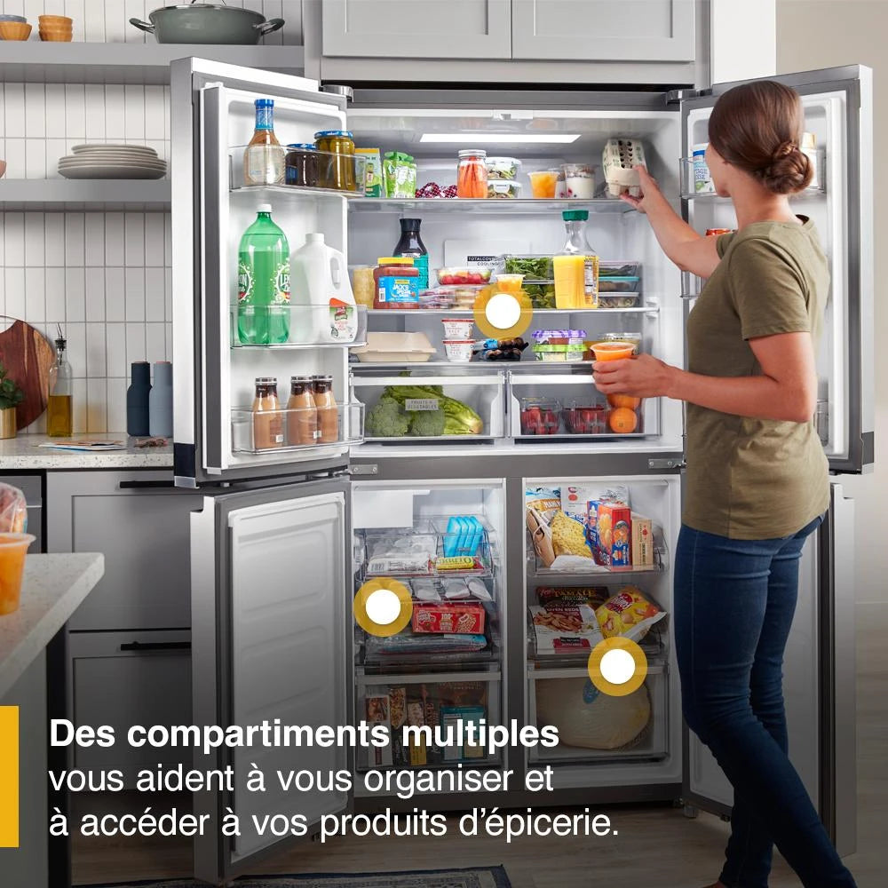 WHIRLPOOL  36-inch Wide Counter Depth 4 Door Refrigerator - 19.4 cu. ft. - Fingerprint-Resistant Stainless Finish (WRQA59CNKZ)