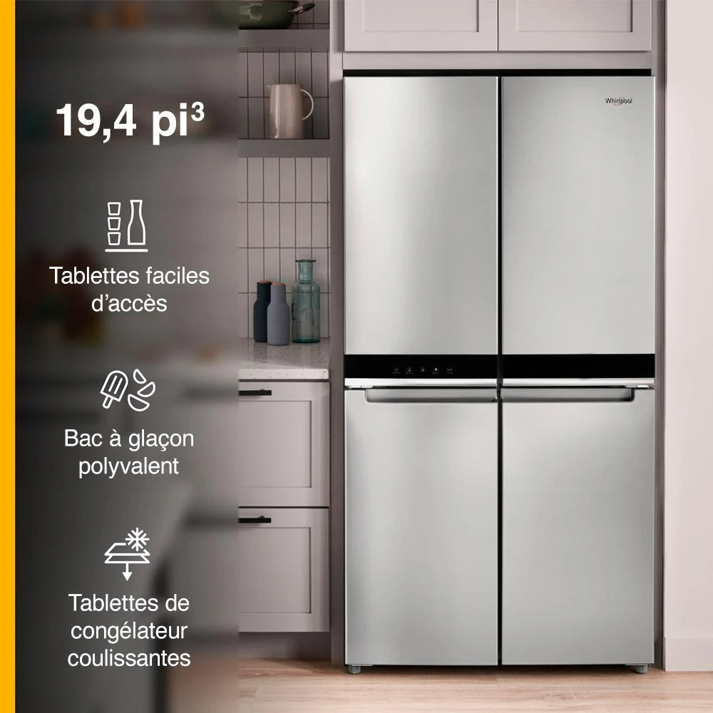 WHIRLPOOL  36-inch Wide Counter Depth 4 Door Refrigerator - 19.4 cu. ft. - Fingerprint-Resistant Stainless Finish (WRQA59CNKZ)