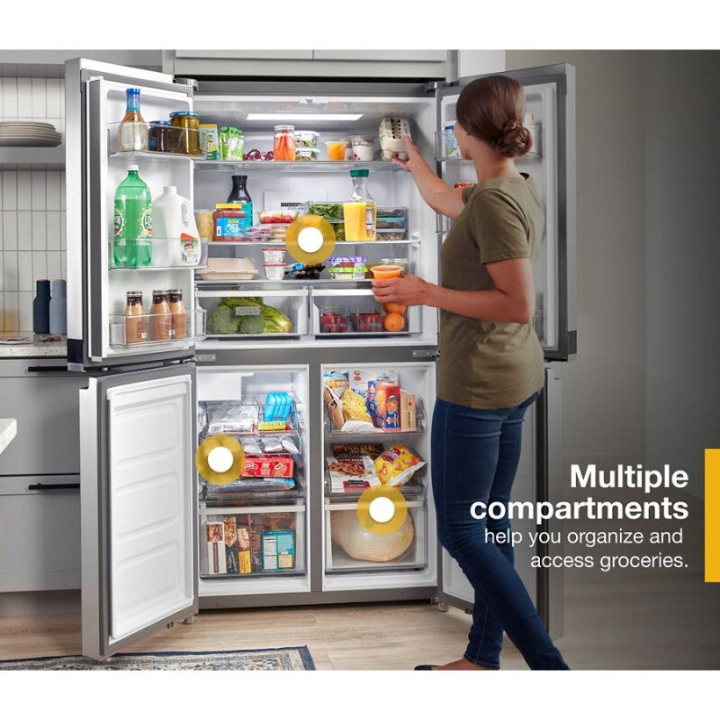 WHIRLPOOL 36-inch Wide Counter Depth 4 Door Refrigerator - 19.4 cu. ft. - Fingerprint-Resistant Stainless Finish (WRQA59CNKZ)