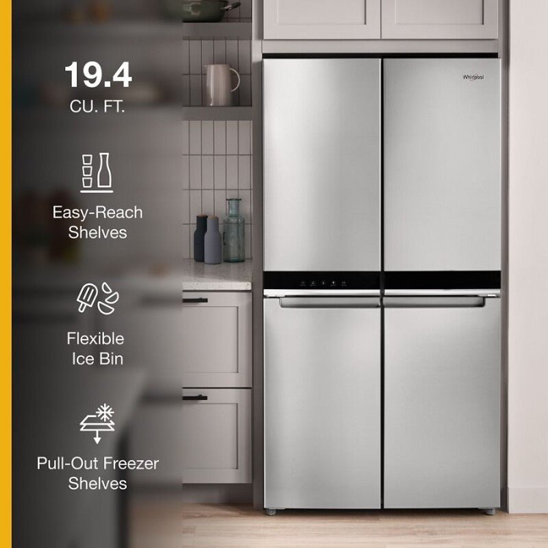 WHIRLPOOL 36-inch Wide Counter Depth 4 Door Refrigerator - 19.4 cu. ft. - Fingerprint-Resistant Stainless Finish (WRQA59CNKZ)