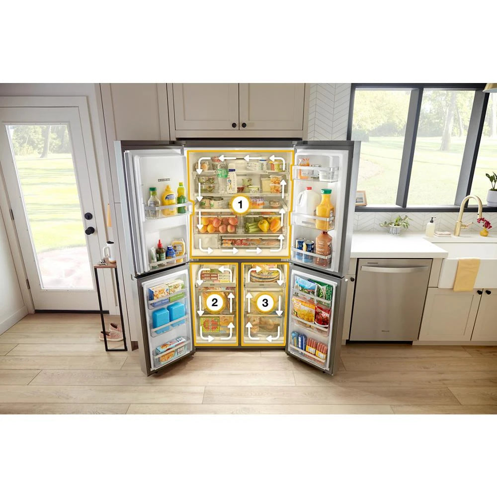 WHIRLPOOL  36-Inch Counter Depth 4 Door Refrigerator with Ice Maker in Door - Fingerprint Resistant Stainless Steel (WRQC7836RZ)