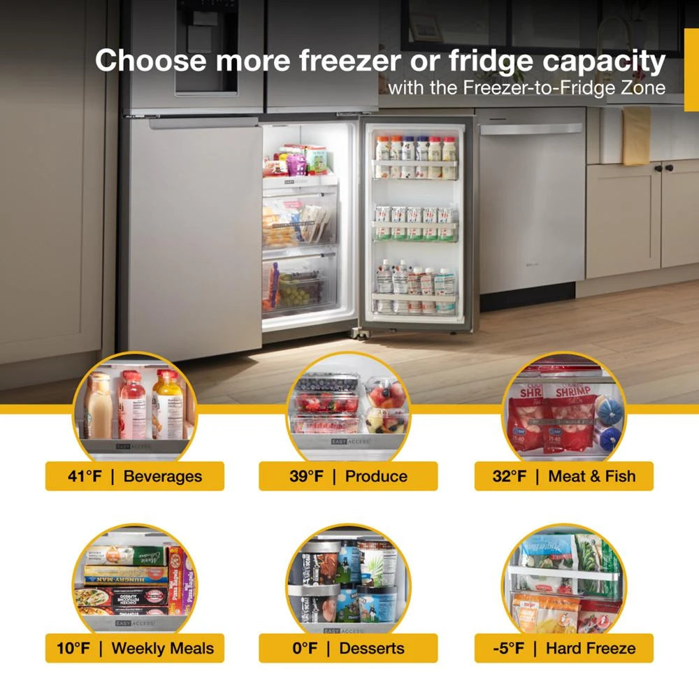 WHIRLPOOL  36-Inch Counter Depth 4 Door Refrigerator with Ice Maker in Door - Fingerprint Resistant Stainless Steel (WRQC7836RZ)