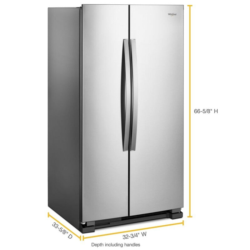 Whirlpool 33-inch Wide Side-by-Side Refrigerator - 22 cu. ft. - Monochromatic Stainless Steel (WRS312SNHM)