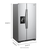 WHIRLPOOL  36-inch Wide Side-by-Side Refrigerator - 25 cu. ft. - Fingerprint-Resistant Stainless Finish (WRS325SDHZ)