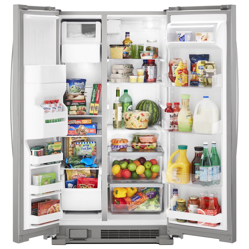 Whirlpool 36-inch Wide Side-by-Side Refrigerator - 25 cu. ft. - Monochromatic Stainless Steel (WRS335SDHM)