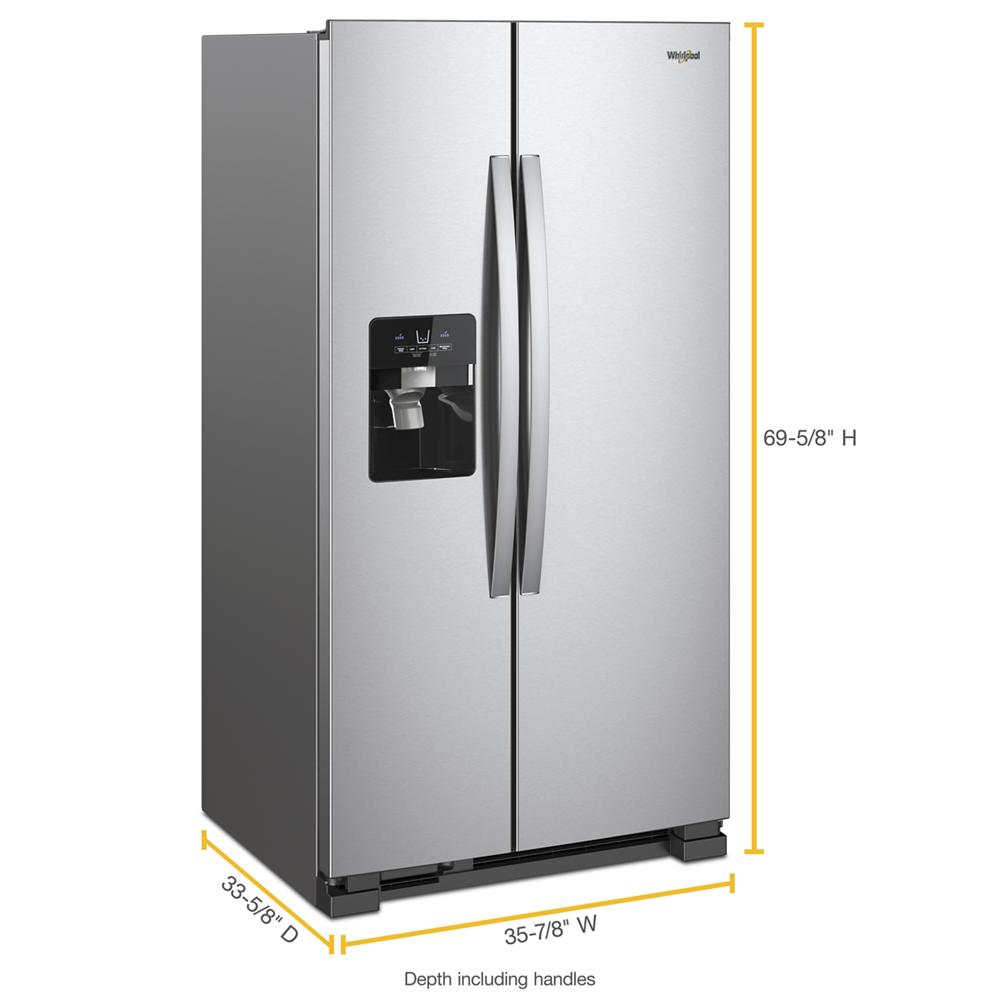 Whirlpool 36-inch Wide Side-by-Side Refrigerator - 25 cu. ft. - Monochromatic Stainless Steel (WRS335SDHM)