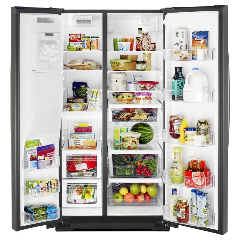 WHIRLPOOL 36-inch Wide Side-by-Side Refrigerator - 28 cu. ft. - Black Stainless (WRS588FIHV)