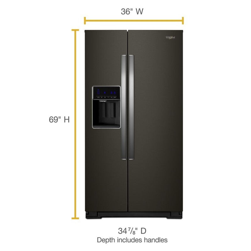 WHIRLPOOL 36-inch Wide Side-by-Side Refrigerator - 28 cu. ft. - Black Stainless (WRS588FIHV)