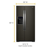WHIRLPOOL 36-inch Wide Side-by-Side Refrigerator - 28 cu. ft. - Black Stainless (WRS588FIHV)