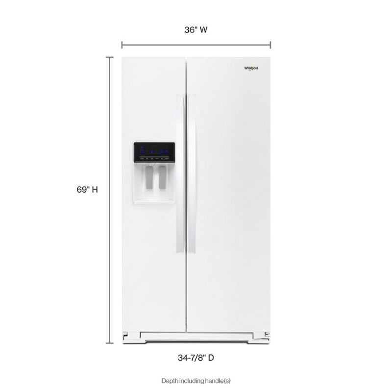 WHIRLPOOL 36-inch Wide Side-by-Side Refrigerator - 28 cu. ft. - White (WRS588FIHW)