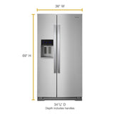 WHIRLPOOL 36-inch Wide Side-by-Side Refrigerator - 28 cu. ft. - Fingerprint Resistant Stainless Steel (WRS588FIHZ)