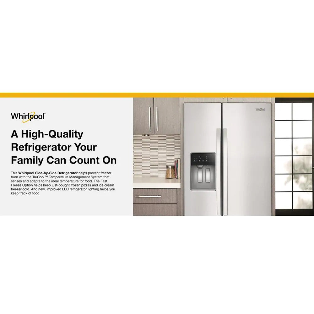 Whirlpool  36-inch Counter Depth Side-by-Side Refrigerator with TruCool™ System - Fingerprint-Resistant Stainless Finish (WRSC5536RZ)