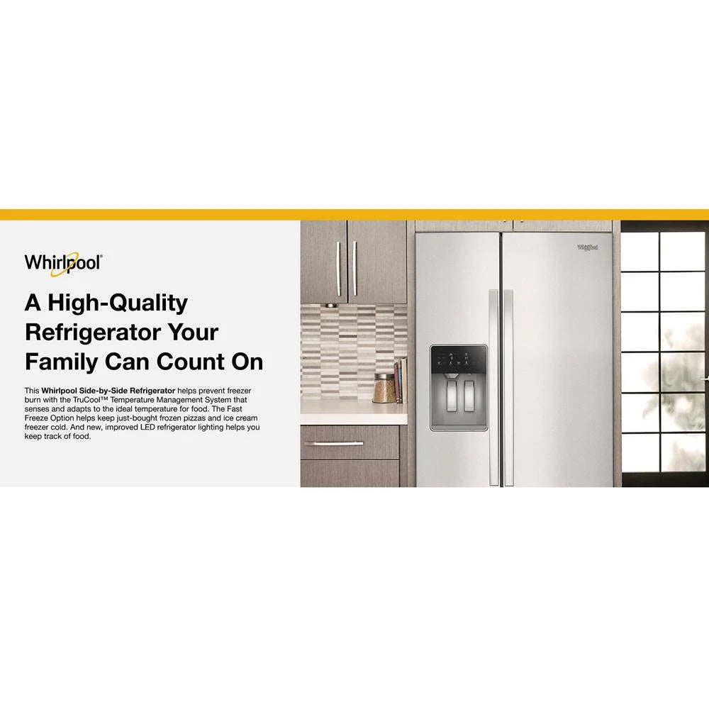 WHIRLPOOL  36-inch Counter Depth Side-by-Side Refrigerator with TruCool™ System - Fingerprint-Resistant Stainless Finish (WRSC5536RZ)