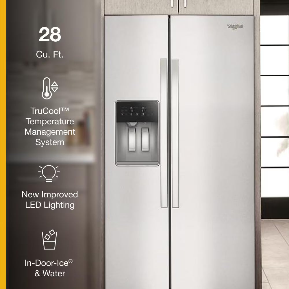 Whirlpool  36-inch Standard Depth Side-by-Side Refrigerator with TruCool™ System - Fingerprint-Resistant Stainless Finish (WRSF5536RZ)