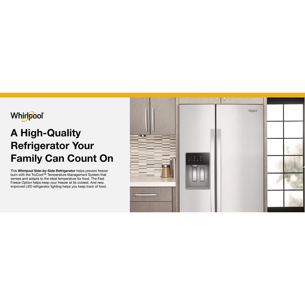 Whirlpool  36-inch Standard Depth Side-by-Side Refrigerator with TruCool™ System - Fingerprint-Resistant Stainless Finish (WRSF5536RZ)