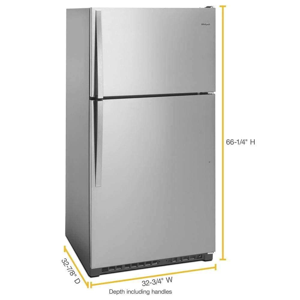 WHIRLPOOL  33-inch Wide Top Freezer Refrigerator - 20 cu. ft. - Monochromatic Stainless Steel (WRT311FZDM)