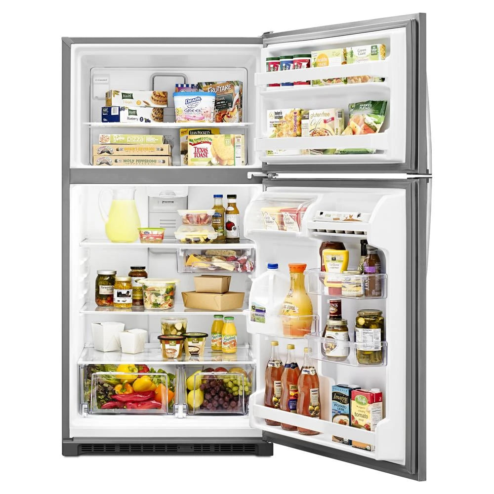 Whirlpool  33-inch Wide Top Freezer Refrigerator - 20 cu. ft. - Monochromatic Stainless Steel (WRT311FZDM)
