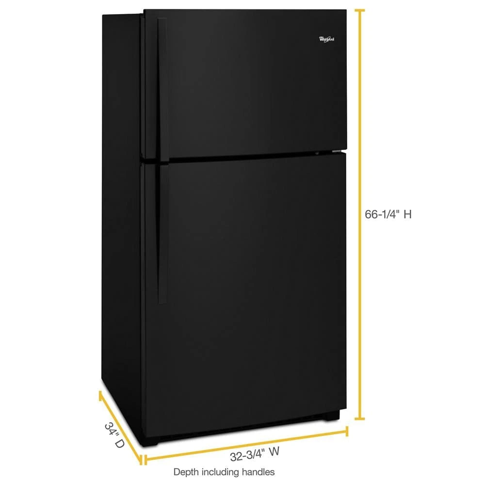 WHIRLPOOL  33-inch Wide Top Freezer Refrigerator - 21 cu. ft. - Black (WRT541SZDB)
