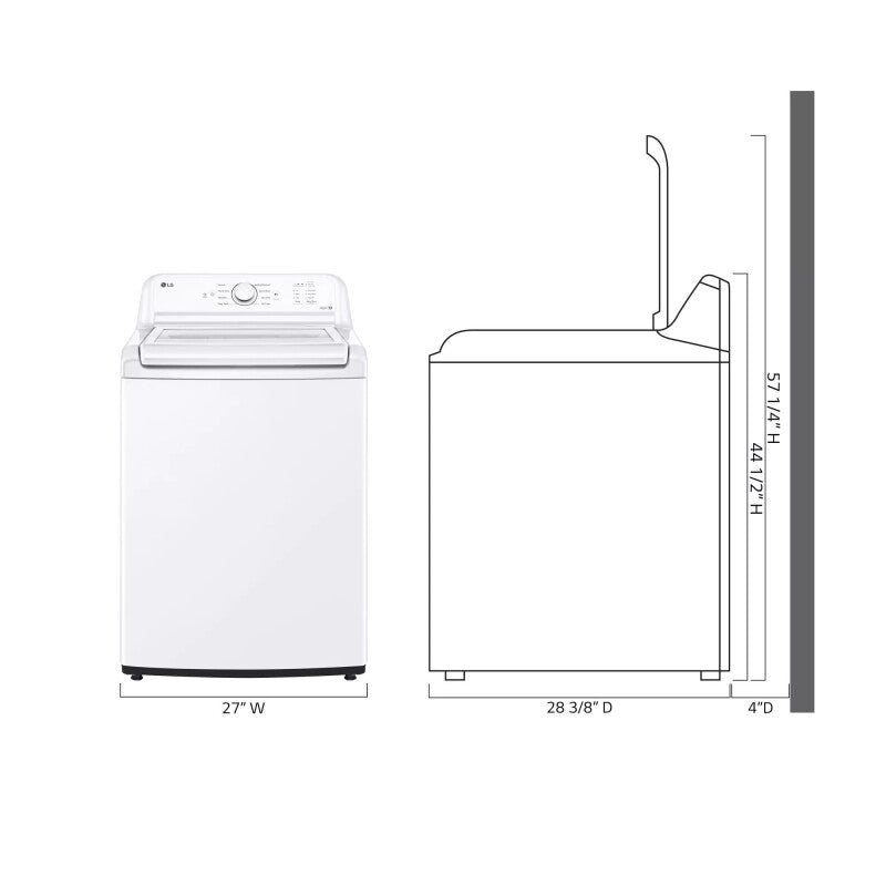 LG 4.1 cu. ft. Capacity Top Load Washer with Agitator and SlamProof Glass Lid - White (WT6105CW)