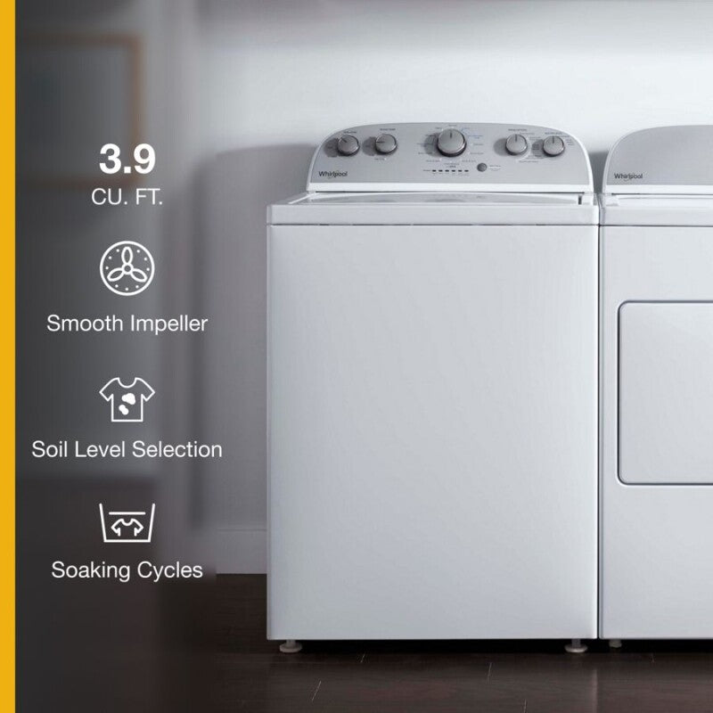 WHIRLPOOL 3.9 cu. ft. Top Load Washer with Soaking Cycles, 12 Cycles - White (WTW4950HW)