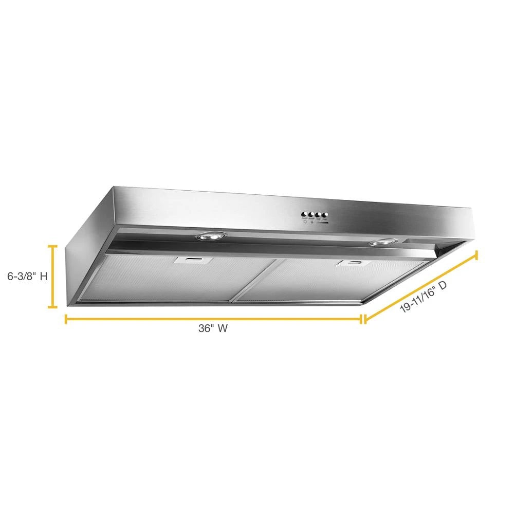 WHIRLPOOL  36" Range Hood with Full-Width Grease Filters - Stainless Steel (WVU37UC6FS)