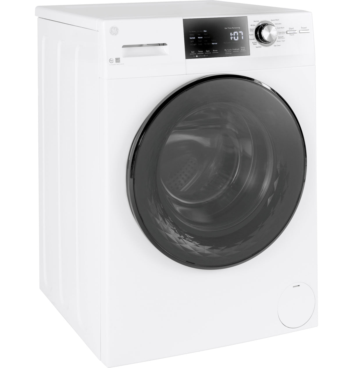 GE APPLIANCES GE(R) ENERGY STAR(R) 24" 2.4 Cu. Ft. Front Load Washer with Steam -  (GFW148SSMWW)