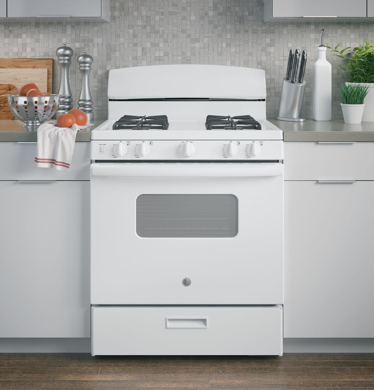 GE APPLIANCES GE(R) 30" Free-Standing Front Control Gas Range -  (JGBS10DEMWW)