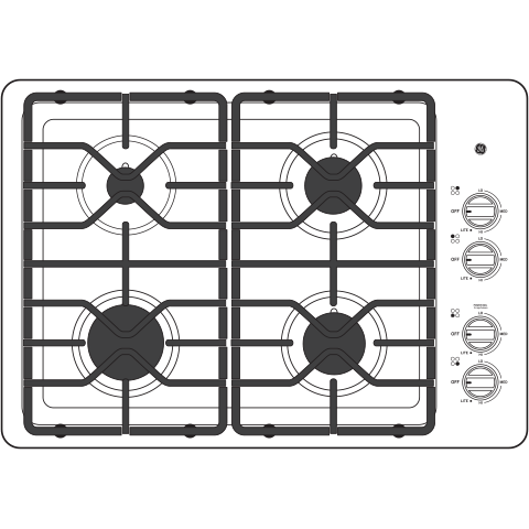 GE APPLIANCES GE(R) 30" Built-In Gas Cooktop with Dishwasher-Safe Grates -  (JGP3030DLWW)