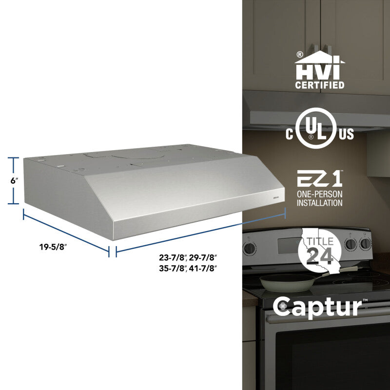 BROAN Glacier 30-Inch 300 Max Blower CFM 5 Sones Stainless Steel Range Hood -  (BCSD130SS)