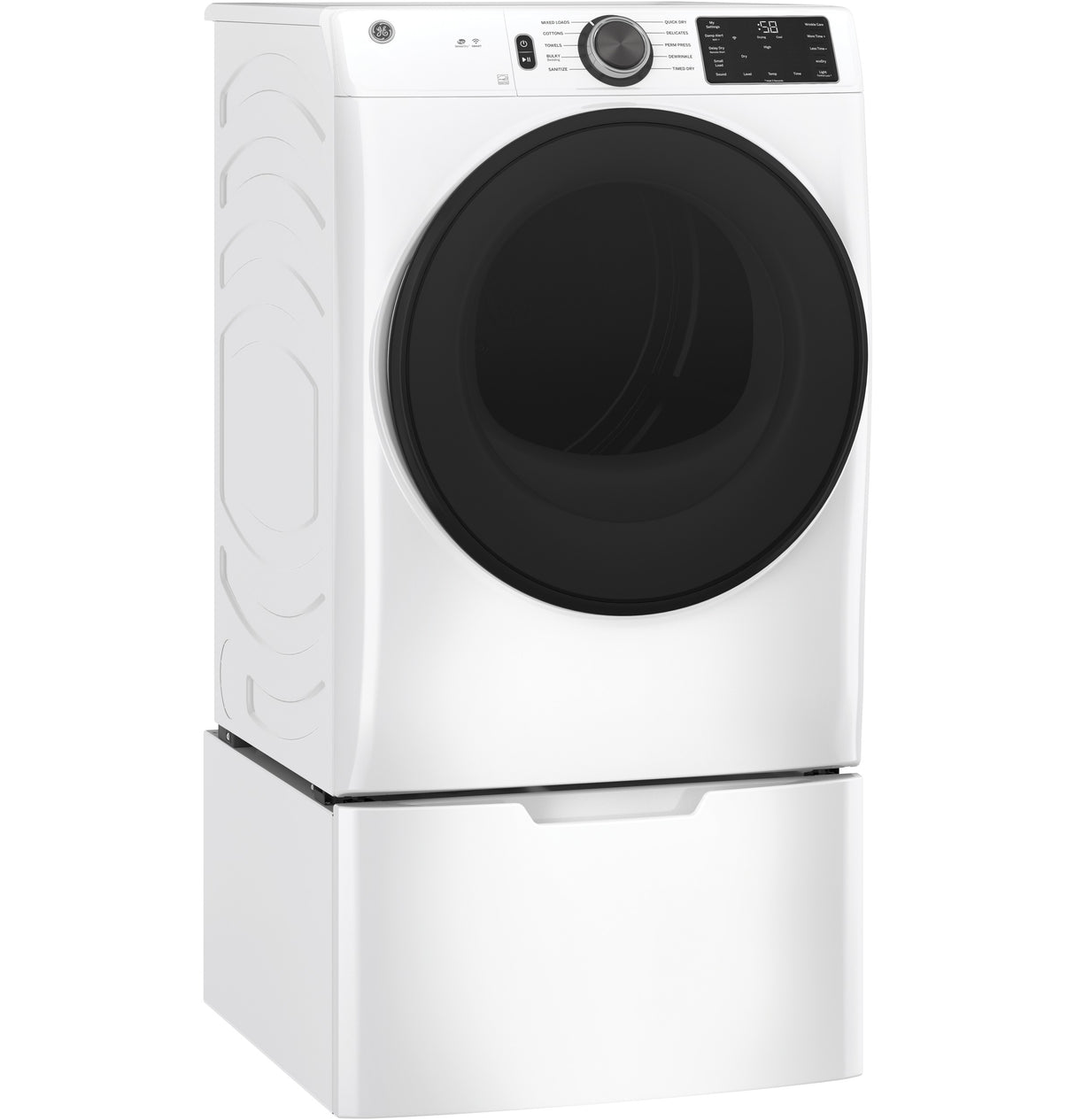 GE APPLIANCES GE(R) ENERGY STAR(R) 7.8 cu. ft. Capacity Smart Front Load Electric Dryer with Sanitize Cycle -  (GFD55ESSNWW)