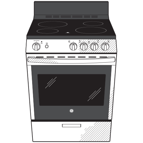 GE APPLIANCES GE(R) 24" Free-Standing/Slide-in Front Control Range with Steam Clean and Large Window -  (JAS640RMSS)