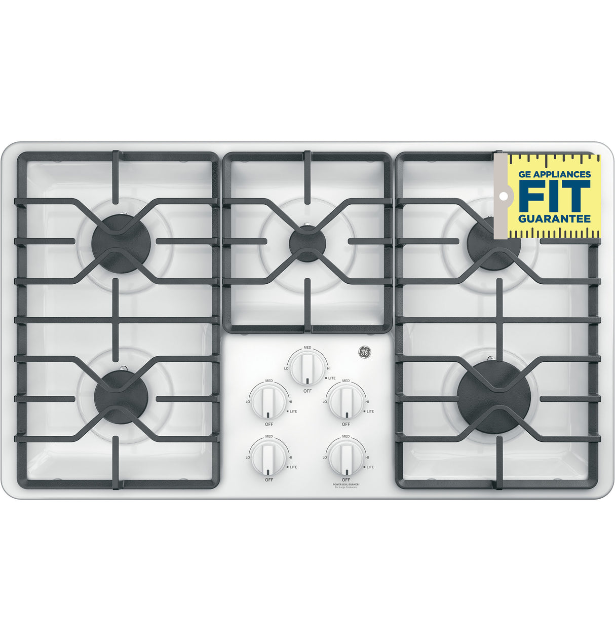 GE APPLIANCES GE(R) 36" Built-In Gas Cooktop with Dishwasher-Safe Grates -  (JGP3036DLWW)