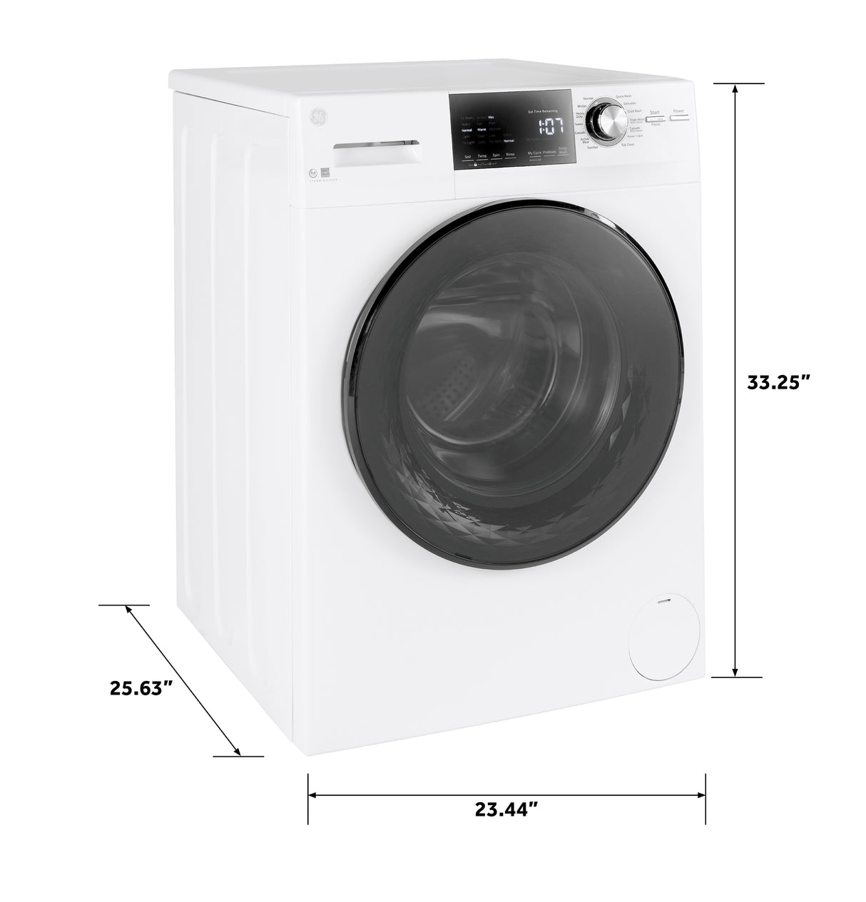 GE APPLIANCES GE(R) ENERGY STAR(R) 24" 2.4 Cu. Ft. Front Load Washer with Steam -  (GFW148SSMWW)