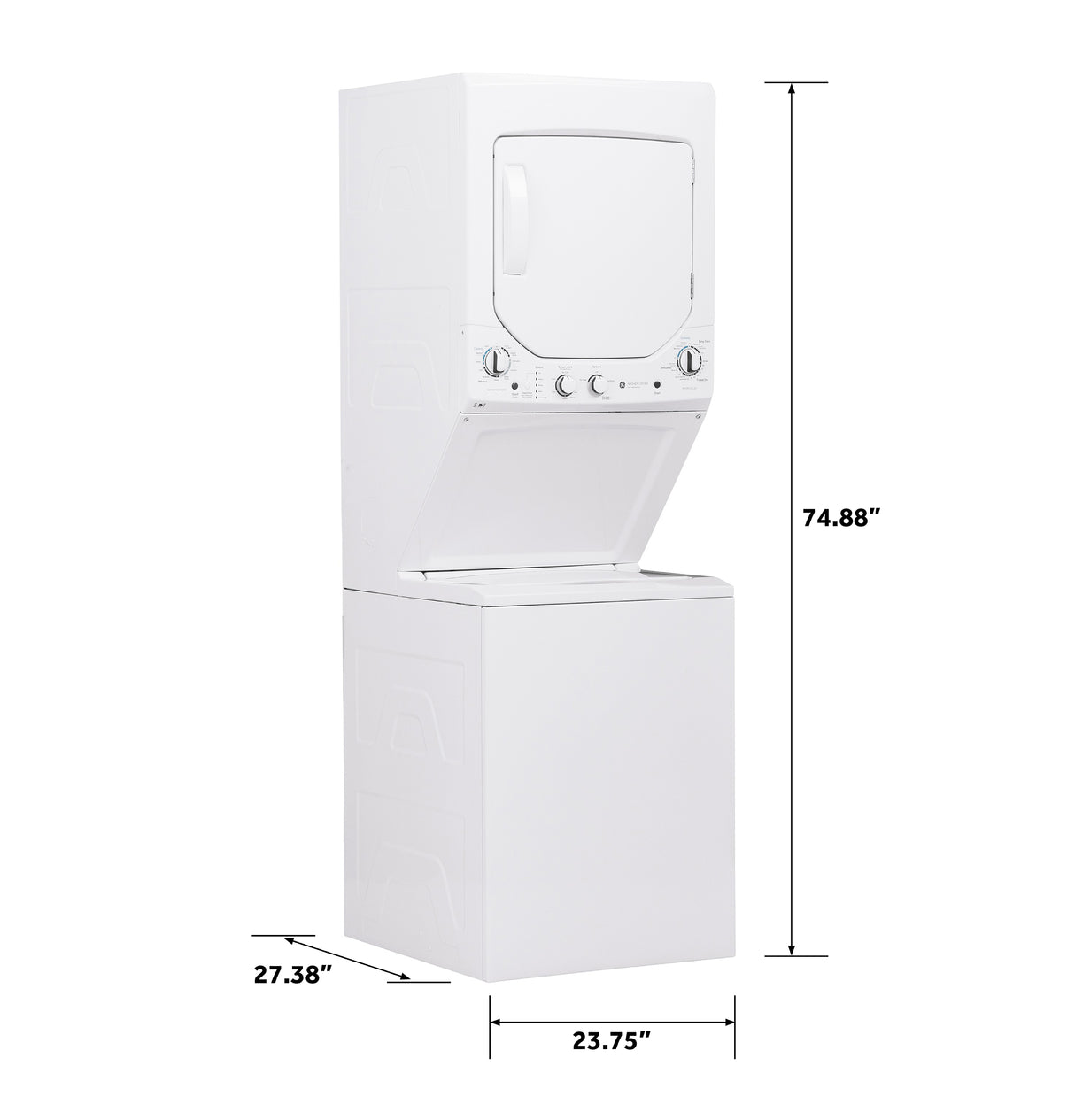 GE APPLIANCES GE Unitized Spacemaker(R) 2.3 cu. ft. Capacity Washer with Stainless Steel Basket and 4.4 cu. ft. Capacity Electric Dryer -  (GUD24ESSMWW)
