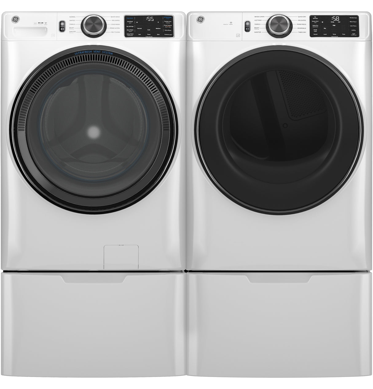 GE APPLIANCES GE(R) ENERGY STAR(R) 7.8 cu. ft. Capacity Smart Front Load Electric Dryer with Sanitize Cycle -  (GFD55ESSNWW)