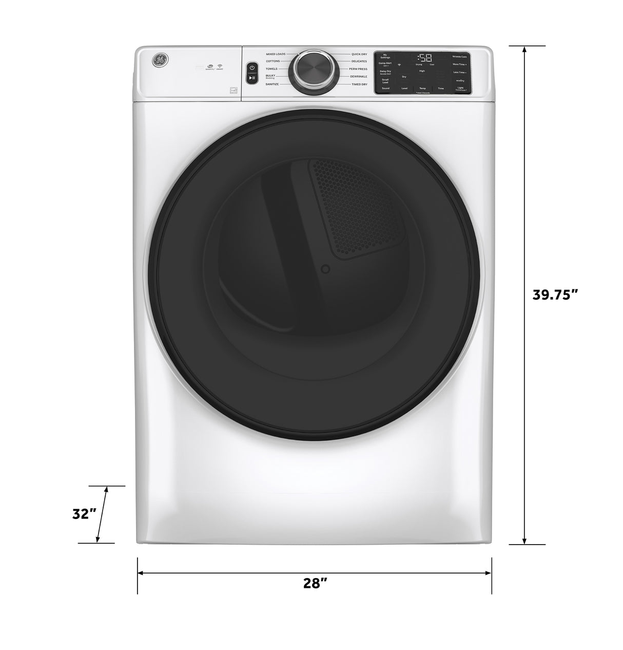 GE APPLIANCES GE(R) ENERGY STAR(R) 7.8 cu. ft. Capacity Smart Front Load Electric Dryer with Sanitize Cycle -  (GFD55ESSNWW)