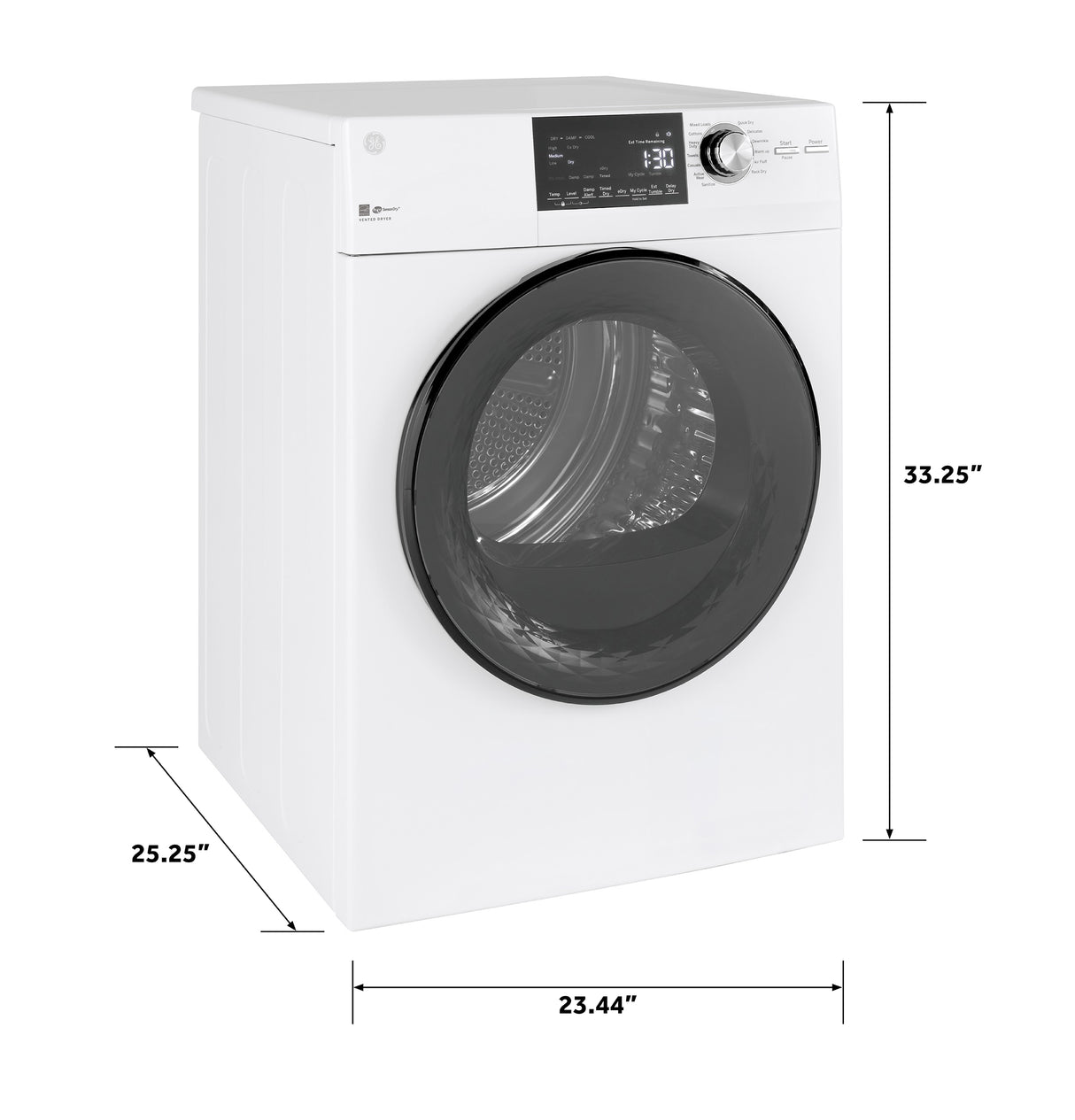 GE APPLIANCES GE(R) ENERGY STAR(R) 24" 4.3 Cu.Ft. Front Load Vented Electric Dryer with Stainless Steel Basket -  (GFD14ESSNWW)