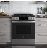 GE APPLIANCES GE(R) 30" Slide-In Front Control Gas Range with Crisp Mode -  (GGS500SVSS)