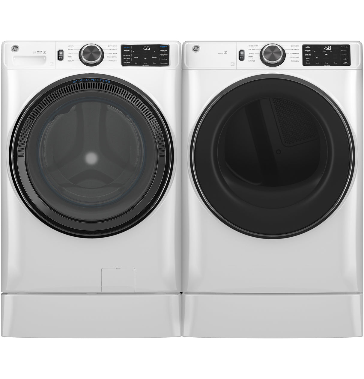 GE APPLIANCES GE(R) ENERGY STAR(R) 7.8 cu. ft. Capacity Smart Front Load Electric Dryer with Sanitize Cycle -  (GFD55ESSNWW)